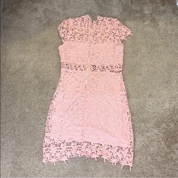 Just Me Dusty Blush Pink Lace Midi DRESS- Kentucky Derby - Picture 4 of 5
